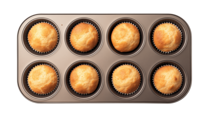Golden Brown Baked Muffins in Baking Tray