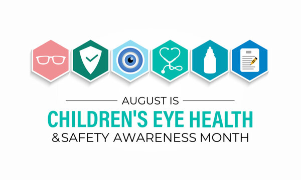 Vector graphic of Children's Eye Health & Safety Awareness Month. Protect Young Vision Early. Creating for web banner, cards, prints, social media, poster, flyer and background design template.