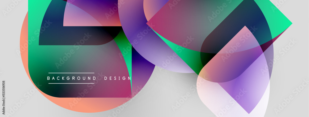 Aufkleber Abstract shapes overlap, creating vibrant color gradients. Modern design elements suggest fluidity, dynamism, innovation. Light background enhances visual impact.