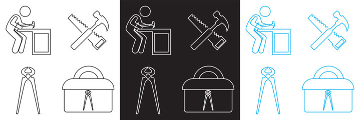 Carpenter vector icon. Vector for websites, mobile interfaces, presentations, banner, visual branding etc. Vector illustration. isolated on white and black background. EPS 10
