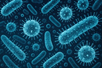 Microscopic View of Bacteria and Viruses Symbolizing Diagnostic Research