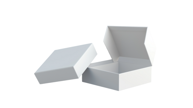 Elegant White Gift Box Mockup Packaging Design Isolated on white and transparent Background