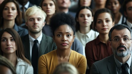 Obraz premium Diverse group of attentive people at a conference or meeting. (1)