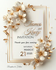 wedding invitation card with flowers