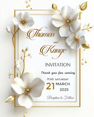 wedding invitation card with flowers