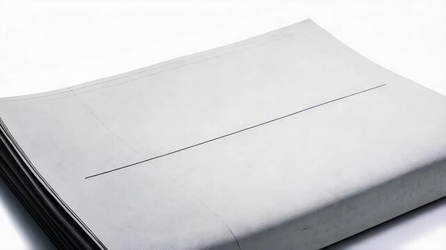 Folded stack of blank newspaper sheets with a faint line, suggesting a minimalist template ready for content and design integration.