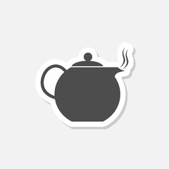 Simple teapot illustration icon sticker isolated on gray background