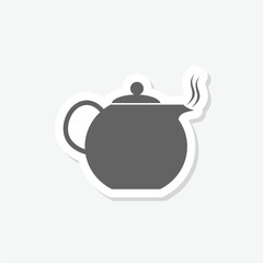 Simple teapot illustration icon sticker isolated on gray background