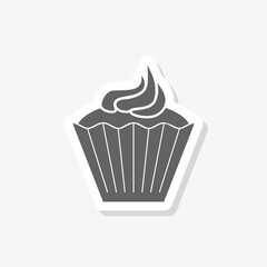 Simple cupcake flat icon sticker isolated on gray background