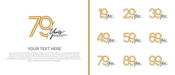 logo anniversary set. brown color with black handwriting on white background for special event