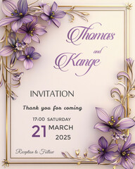 wedding invitation card with flowers