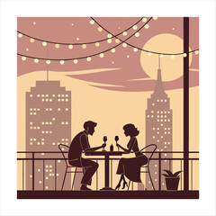 Romantic Rooftop Dinner Date Under City Lights.