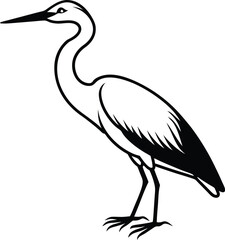 heron silhouette isolated on white background