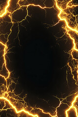 Abstract lightning frame with glowing edges surrounding a dark center, ideal for backgrounds