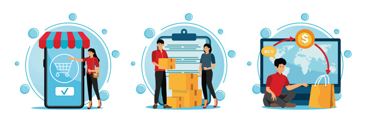 Order placed concept, Order received and Order processing