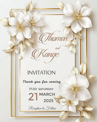wedding invitation card with flowers