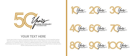 logo anniversary set. brown color with black handwriting on white background for special event