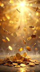 Realistic Shiny Gold Coin with Soft Light and Clean Background