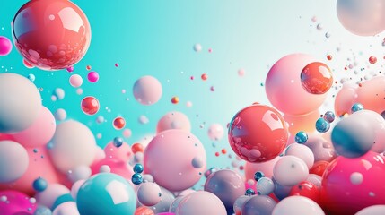 Whimsical sphere collection in a pastel palette against a serene sky backdrop