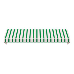 Vector illustration green and white striped shop canopy, store window awning