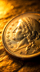 Realistic Shiny Gold Coin with Soft Light and Clean Background