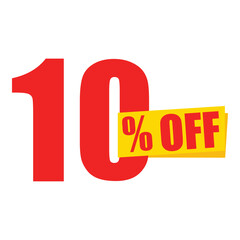 10% off discount sticker. Special offer price tag, sale banner, promotional label