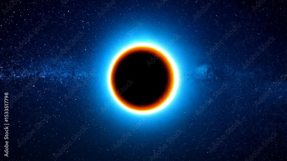 Wall mural striking depiction of a complete solar eclipse with a glowing corona in a vast starry space backgrou