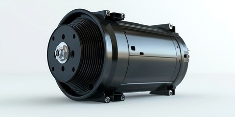 3D render of electric motor casing on white background