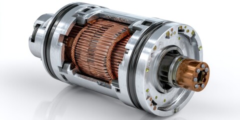 3D render of electric motor casing on white background