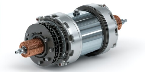 3D render of electric motor casing on white background