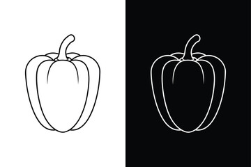 Bell Pepper Line Drawing Icon. Isolated Vegetable Vector Design