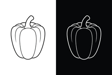 Bell Pepper Vector Icon. Simple Line and Solid Capsicum Illustration