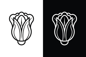 Vegetable Line Icon. Minimalist Bok Choy Illustration for Food Graphics