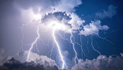 Dramatic thunderstorm with vibrant lightning