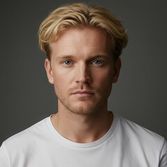 Fototapeta premium Portrait of a blonde man isolated on white background. use cases: modeling, acting, advertising.