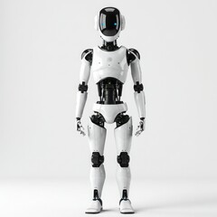 Full body humanoid robot isolated on white background for ai, technology, and future concepts.