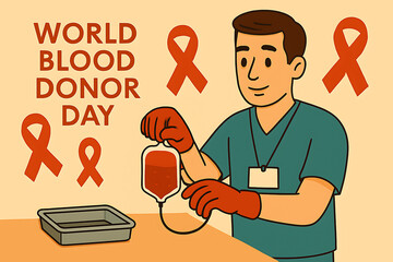 World blood donor day illustration encourage blood donation and save lives medical campaign awareness
