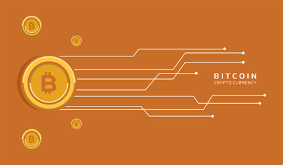 Digital cryptocurrency background concept with bitcoin icon