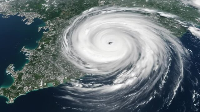 Category 5 Hurricane Seen from Satellite Animation over Ocean