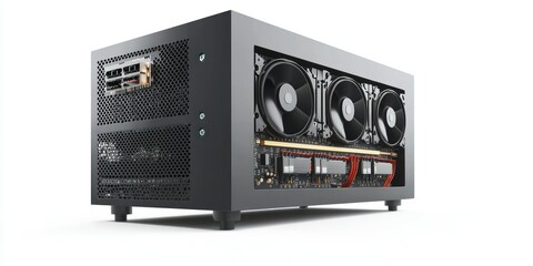 Obraz premium 3D render of power supply unit part on white background