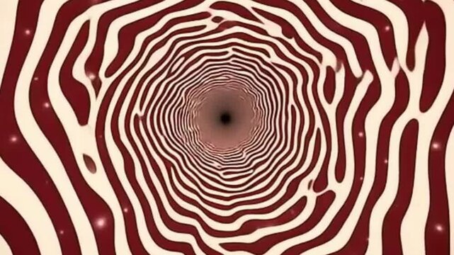 psychedelic vector background, spinning optical illusion, retro abstract loop, maroon circle animation, trippy motion graphics, retro color vector, hypnotic seamless loop, 4K ultra HD vector, non-3D 