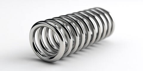 3D render of precision spring coil on white background