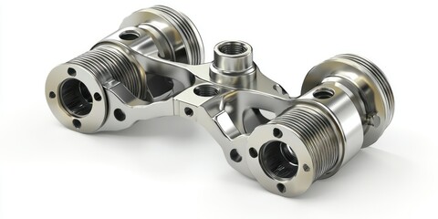 3D render of universal joint mechanical part on white background