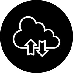 Cloud Migration Vector Line White Circle Black Icon Design
