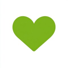 Bright Green Heart Shape on White Background