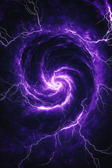 Obraz premium Swirling purple vortex with lightning bolts illuminating a cosmic storm in the background