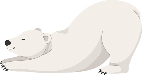 Cute Cartoon Polar Bear Stretching

