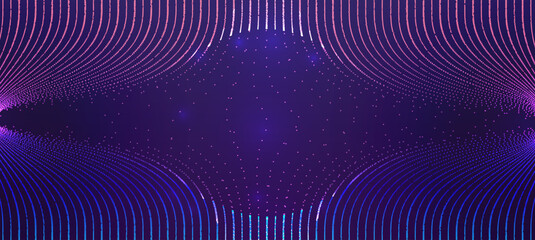 Abstract background with vertical lines and dots fading into a purple space