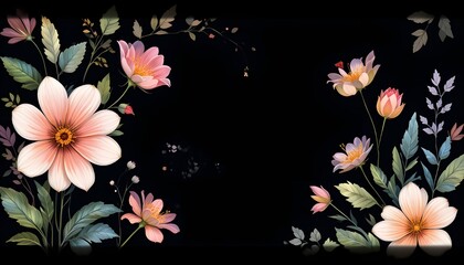 Obraz premium Abstract Spring Floral Watercolor Background with Hand-Painted Leaves and Flowers Vector
