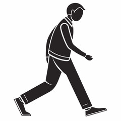 Obraz premium Black vector silhouette illustration of a man running, a person in action, great for sport and competition art